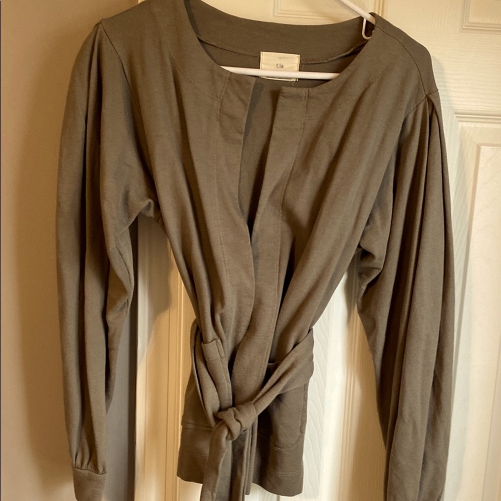 Anthropologie Olive Green Women's Belted Top